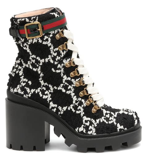 gucci gg tweed ankle boots|gucci high heel boots.